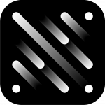 Abstraktes geometrisches Design in Schwarz und Weiß mit diagonalen Linien und Farbverläufen.