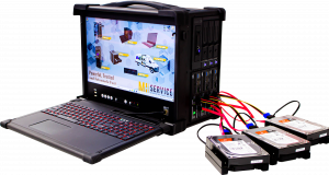 Robuster Laptop von MH Service mit geöffneter Bildschirmansicht von Forensik-Software