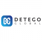 Detego logo schwarz mit blauen Icon