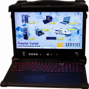 Robuster Laptop von MH Service mit geöffneter Bildschirmansicht von Forensik-Software
